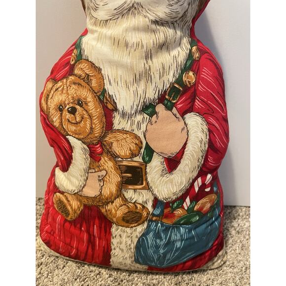 Vintage Stuffed Cloth Folk Art Christmas Santa Figurine 18" Tall Decor Handmade - Picture 3 of 7